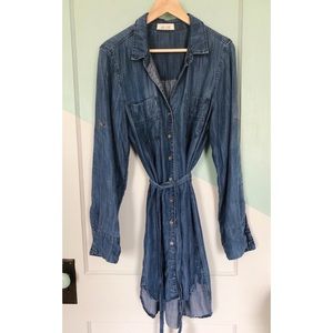 Anthropologie Bella Dahl chambray dress with belt